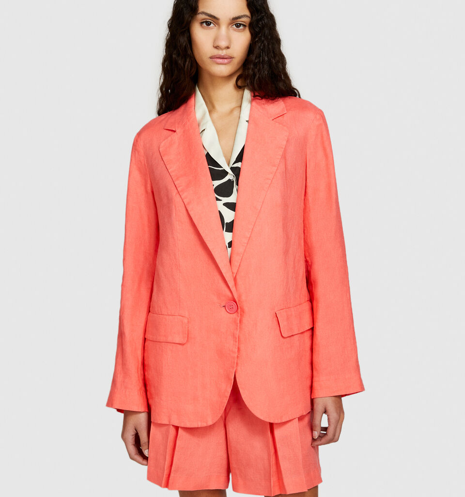 100% linen blazer - women's blazers - Coral | Sisley image number 4